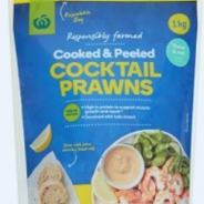 Woolworths Cooked and Peeled Cocktail Prawns 1kg